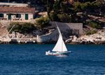 Island of galesnik with latin sailing boat