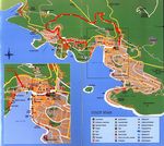Map of Hvar with position of our house and direction to a free parking place beyond St. Marco
